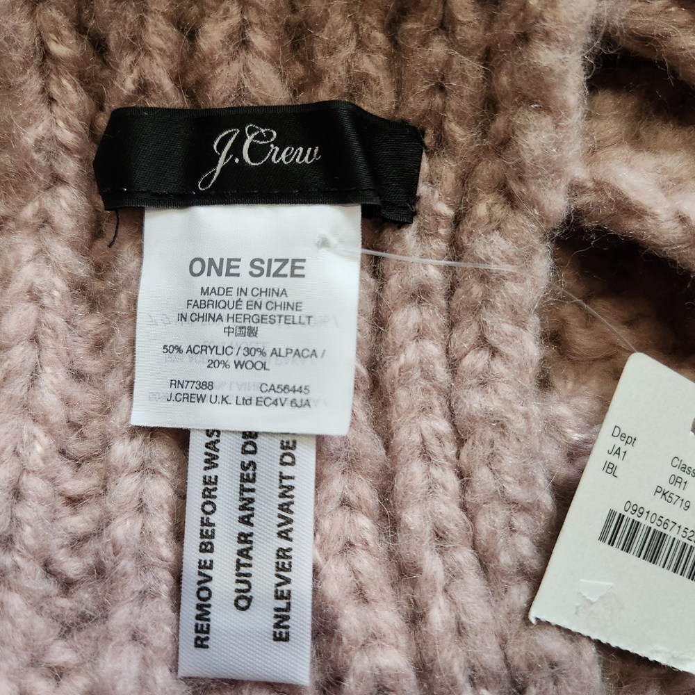 NEW J. Crew Chunky Knit Bobble Scarf - Iced Blush - Picture 7 of 9